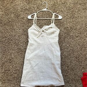 Hollister Cream Eyelet Tie-Front Sundress